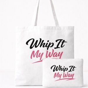 White and Pink Tote Bag Set